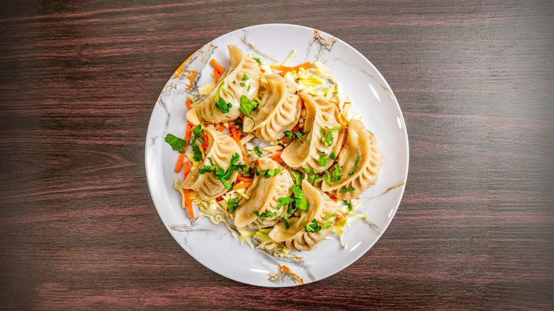 Pan-seared kothey momo